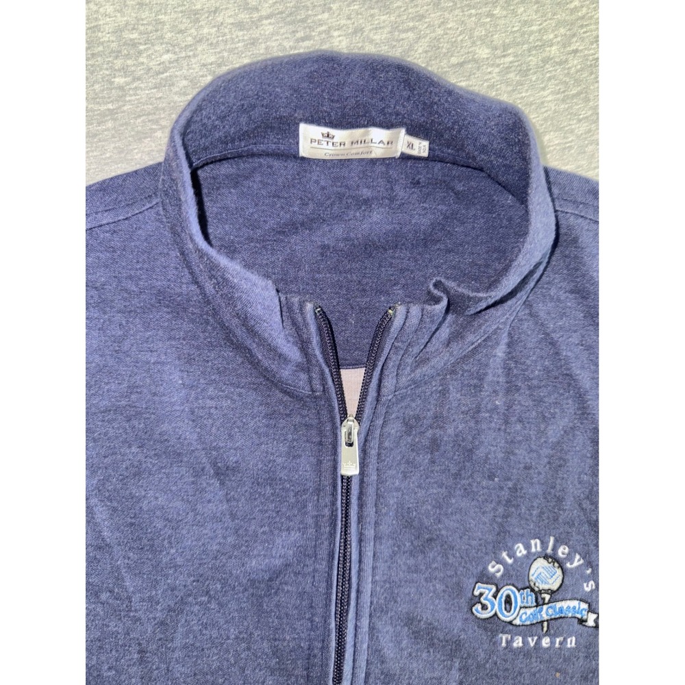 Peter Millar Men's Crown Comfort Navy Blue 1/4 Zip Pullover Size XL Golf Preppy